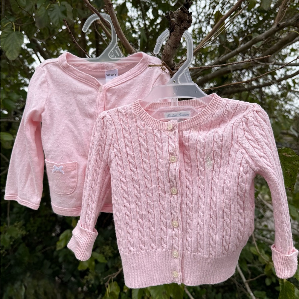 Pink Cable Knit Cardigan and Sweater Set